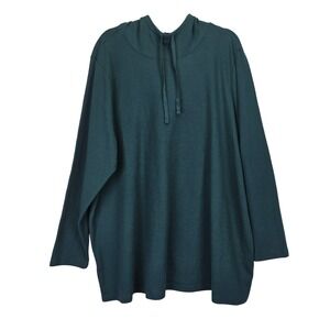 D&Co Green Waffle Knit Hoodie Size 3XP Petite‎ Pullover Casual Activewer Thermal
